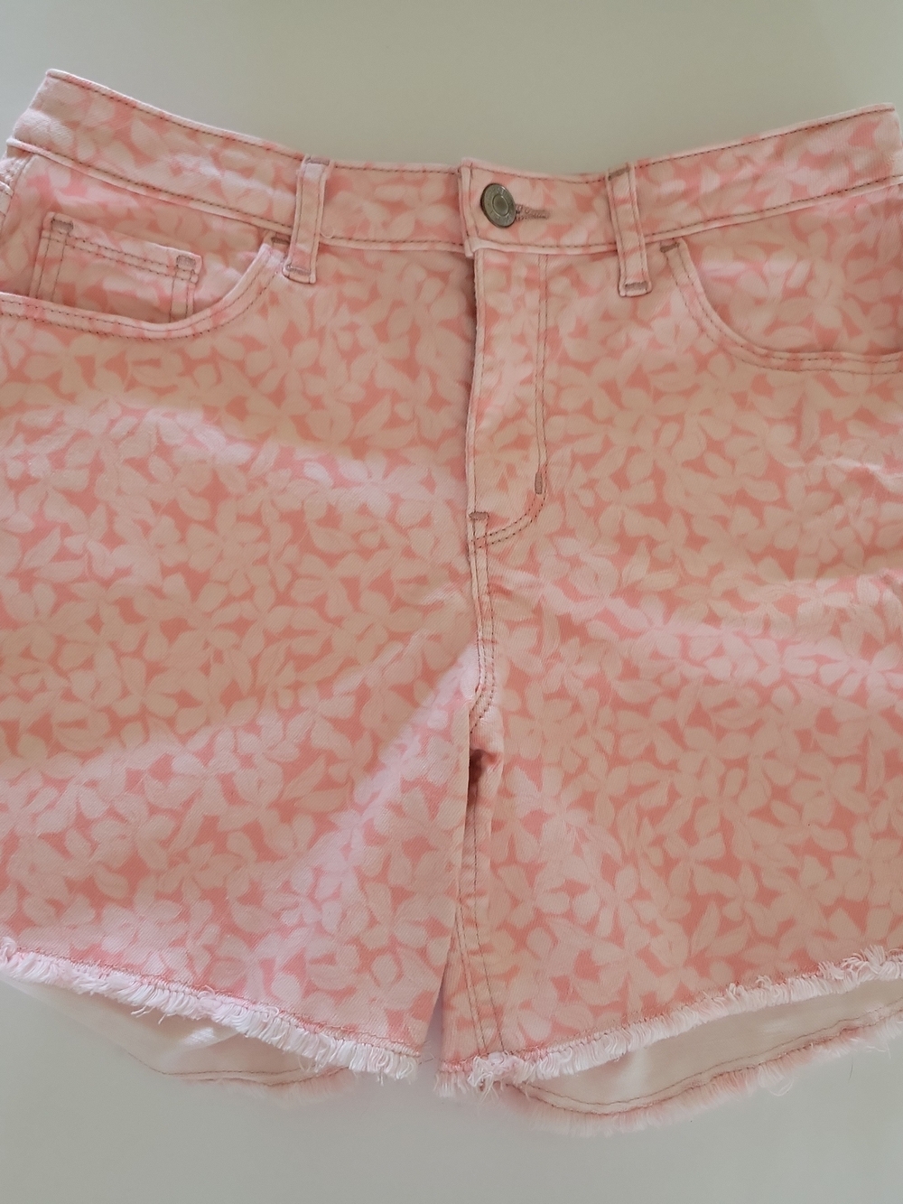 GAP Pink Floral-Print Denim Shorts